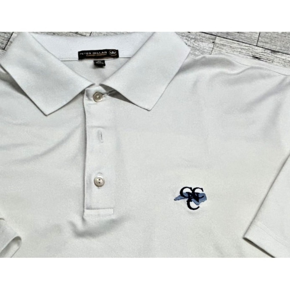 Peter Millar Mens Golf Shirt Summer Comfort XL XLARGE Solid White CCNC Logo